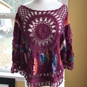 Nit feather print top